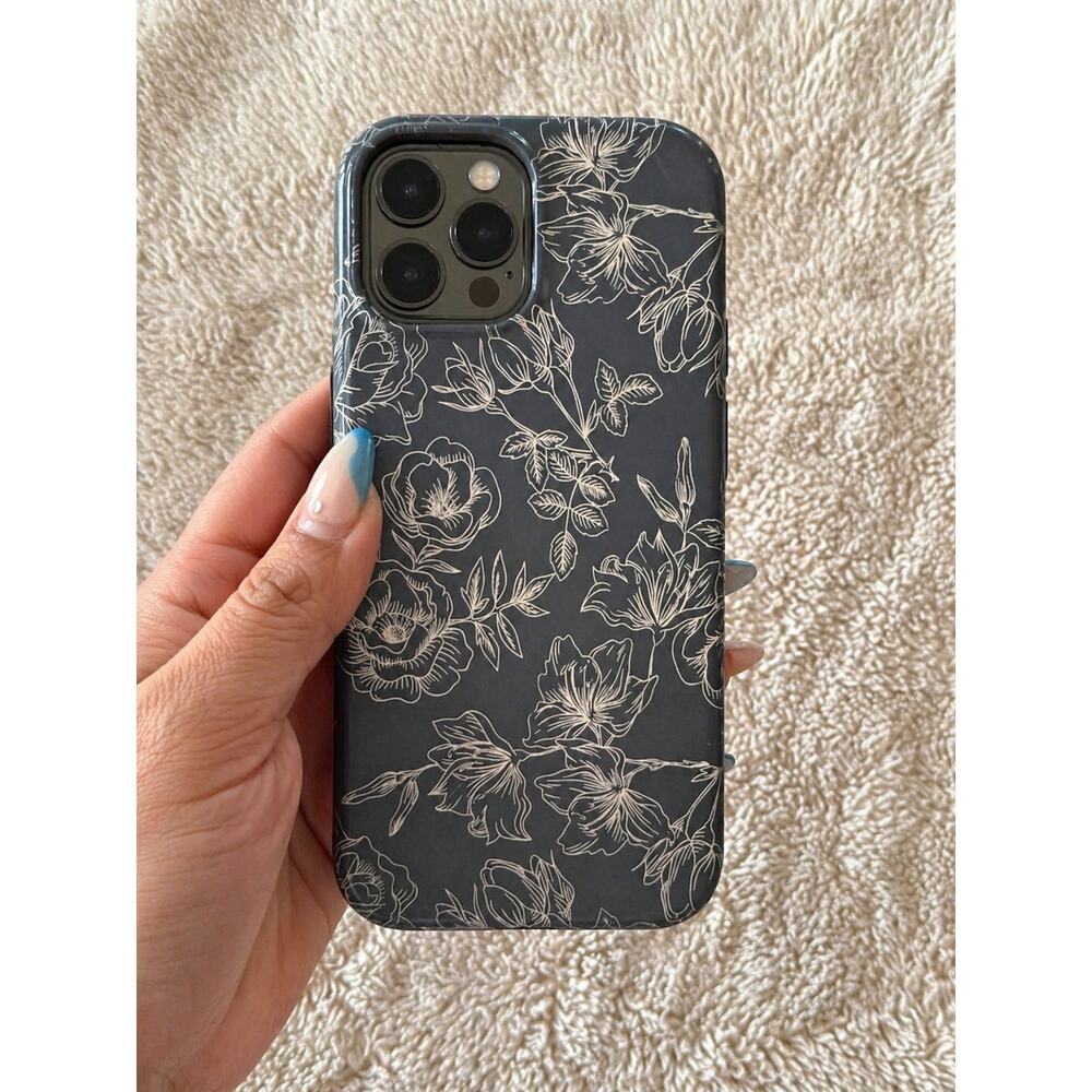 Velvet Caviar iPhone 12 Pro Floral Case Gray Minimalist Aesthetic Protective